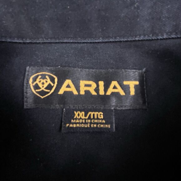 Ariat Shirt Mens XXL Black Long Sleeve Button Down 100% Cotton Workwear Western - Picture 4 of 12